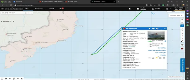Tàu ESL DACHAN BAY chuyển hướng hành trình.png