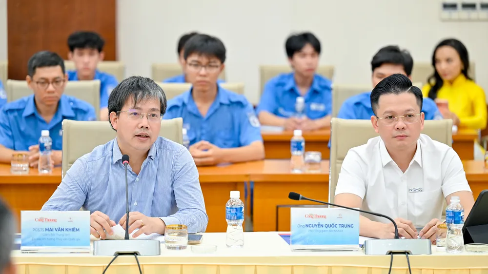 PGS.TS Mai Văn Khiêm, Giám đốc Trung tâm Khí tượng thủy văn Quốc gia phát biểu tham luận tại tọa đàm.jpg