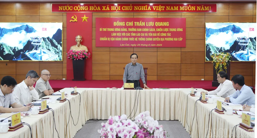 Bí thư Trung ương Đảng Trần Lưu Quang phát biểu tại buổi làm việc