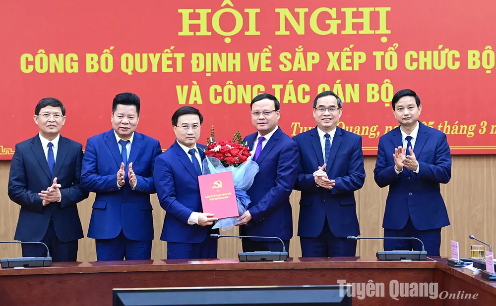 Đồng chí Nguyễn Mạnh Tuấn, Ủy viên BTV Tỉnh ủy, Phó Bí thư Thường trực Đảng ủy UBND tỉnh, Phó Chủ tịch Thường trực UBND tỉnh trao Quyết định thành lập Đảng bộ Sở Nông nghiệp và Môi trường