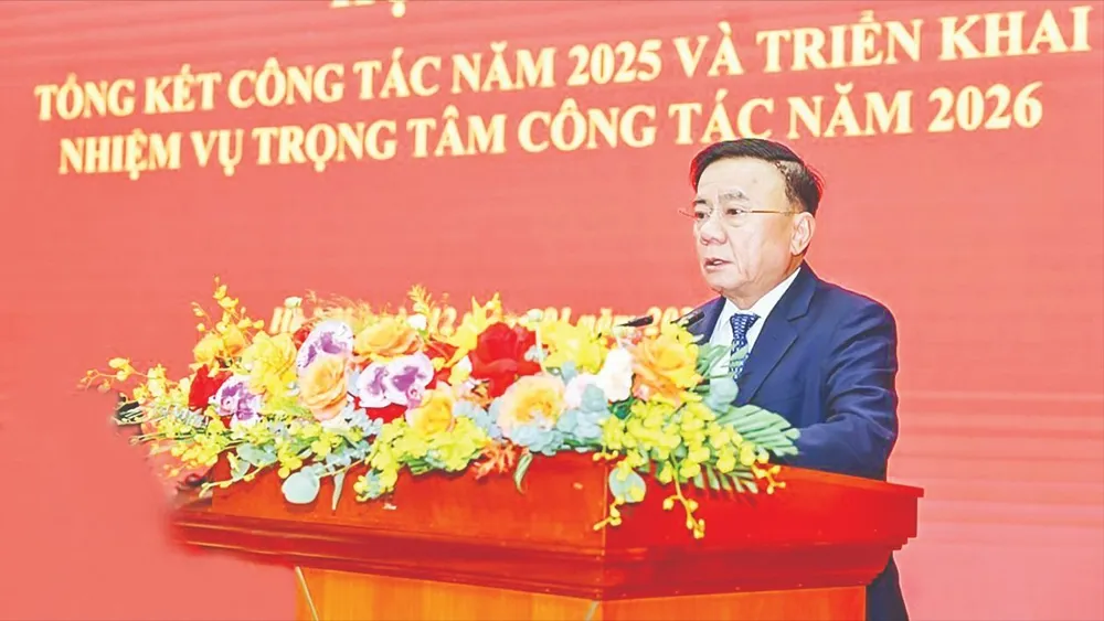 Thường trực Ban Bí thư Trần Cẩm Tú phát biểu tại hội nghị. Ảnh: TTXVN