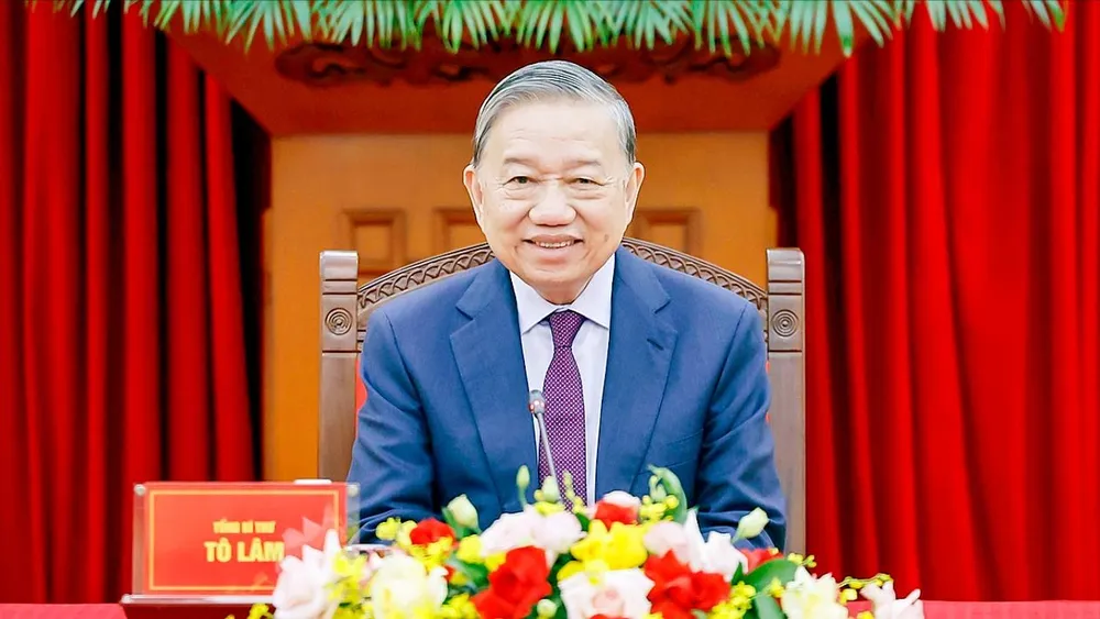 Tổng Bí thư Tô Lâm tại cuộc điện đàm với Tổng thống Liên bang Nga Vladimir Putin. Ảnh: TTXVN