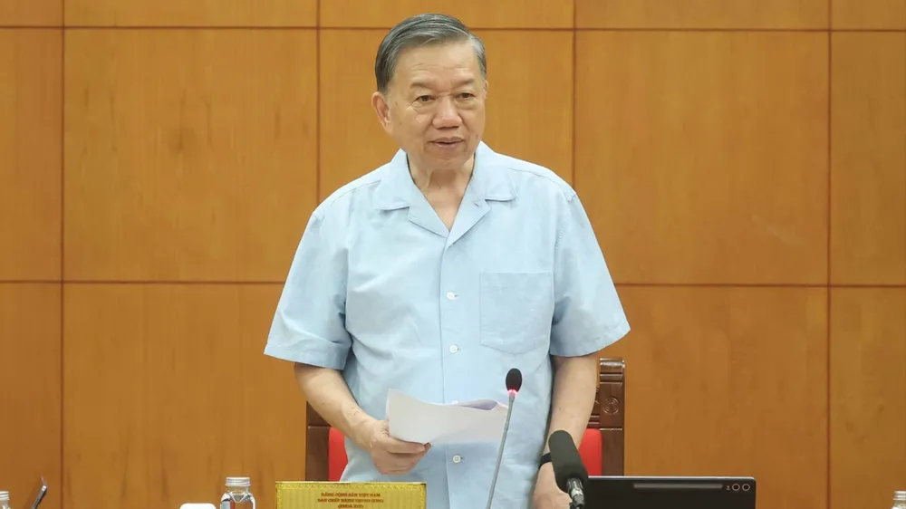 Tổng Bí thư, Chủ tịch nước Tô Lâm phát biểu kết luận buổi làm việc. Ảnh: TTXVN