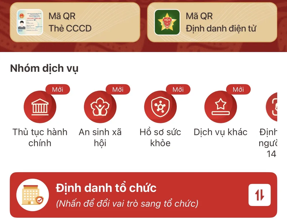 Giao diện Tài khoản hưởng an sinh xã hội trên ứng dụng VNeID