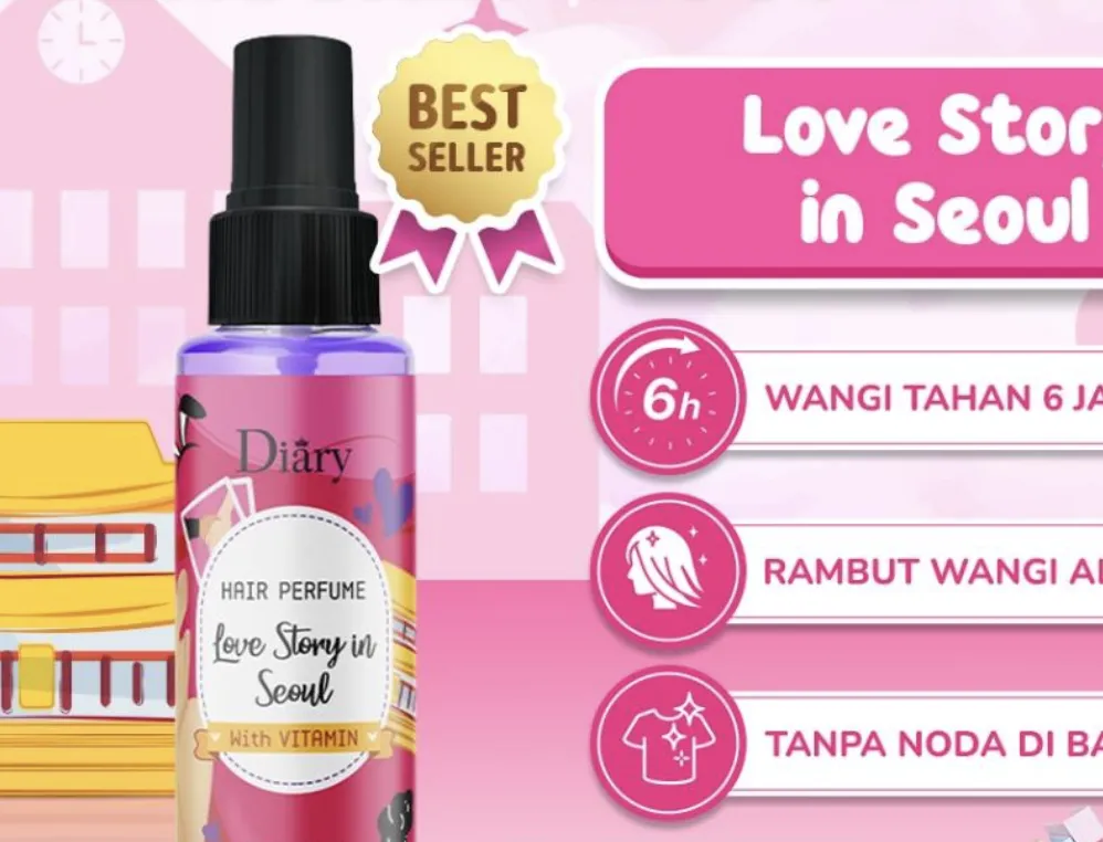 Sản phẩm DIARY Hair Perfume With Vitamin Love Story In Seoul được quảng cáo trên các sàn thương mại điện tử. Ảnh: Internet