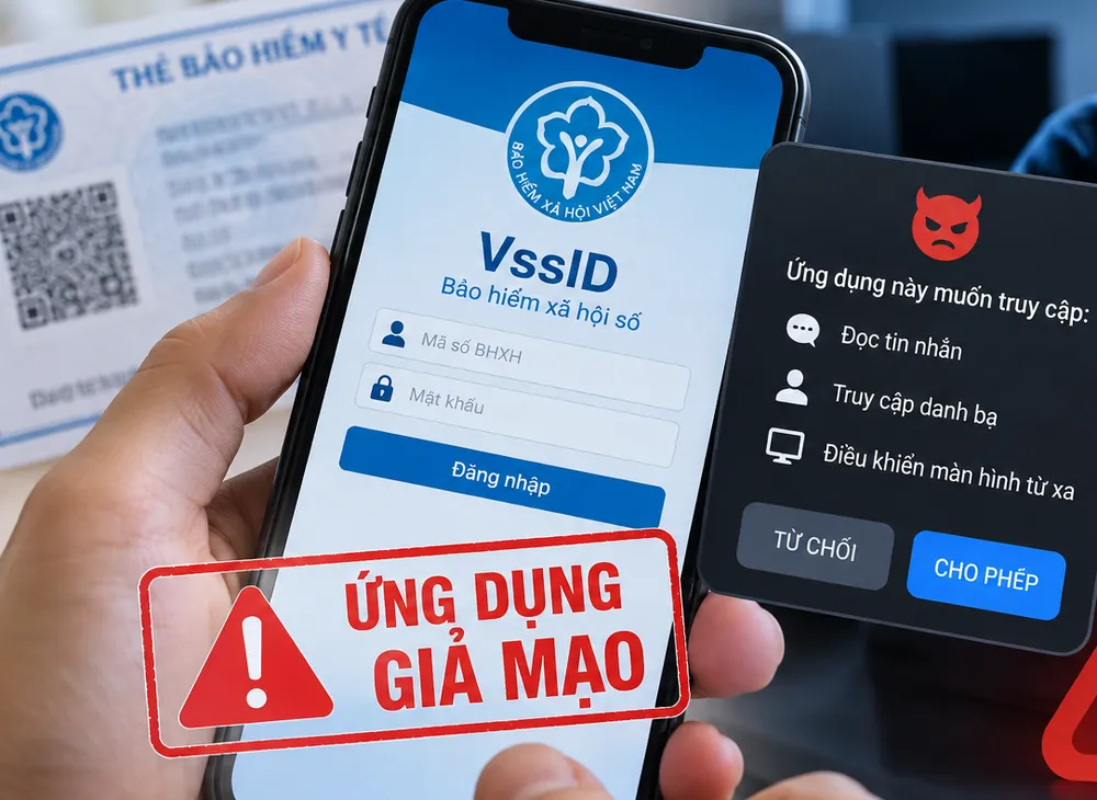 Ứng dụng VssID giả mạo có thể đánh cắp thông tin khi được cấp quyền truy cập điện thoại. Ảnh minh hoạ