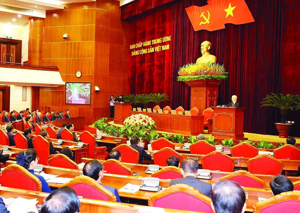 Phiên bế mạc Hội nghị lần thứ tám Ban Chấp hành Trung ương Đảng khóa XIII. Ảnh: TTXVN