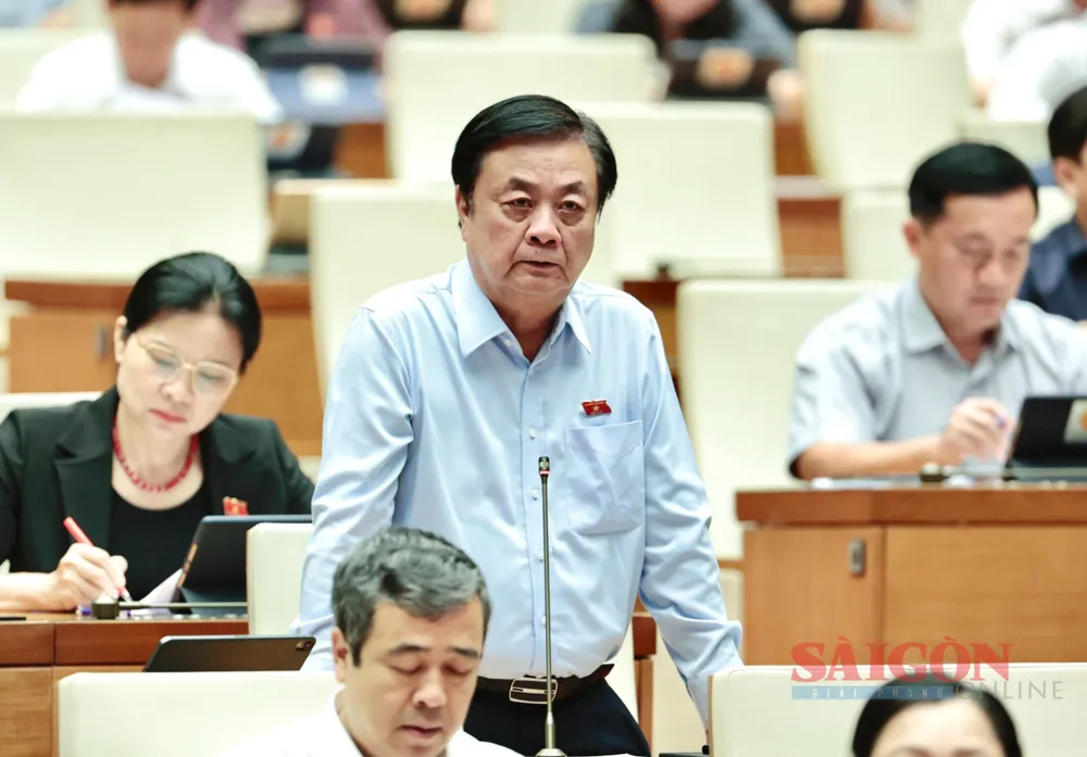 Bộ trưởng Bộ NN-PTNT giải trình làm rõ một số vấn đề đại biểu Quốc hội nêu, sáng 4-6. Ảnh: QUANG PHÚC