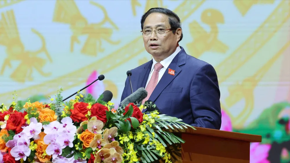 Thủ tướng Phạm Minh Chính phát biểu khai mạc đại hội. Ảnh: QUANG PHÚC