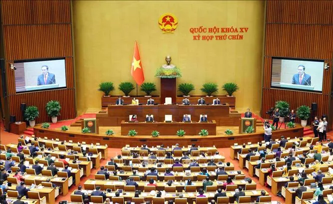 Chủ tịch Quốc hội Trần Thanh Mẫn phát biểu khai mạc Kỳ họp thứ 9, Quốc hội khóa XV. Ảnh tư liệu: TTXVN