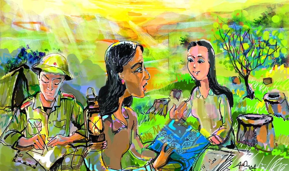 Chiếc khăn màu thiên thanh