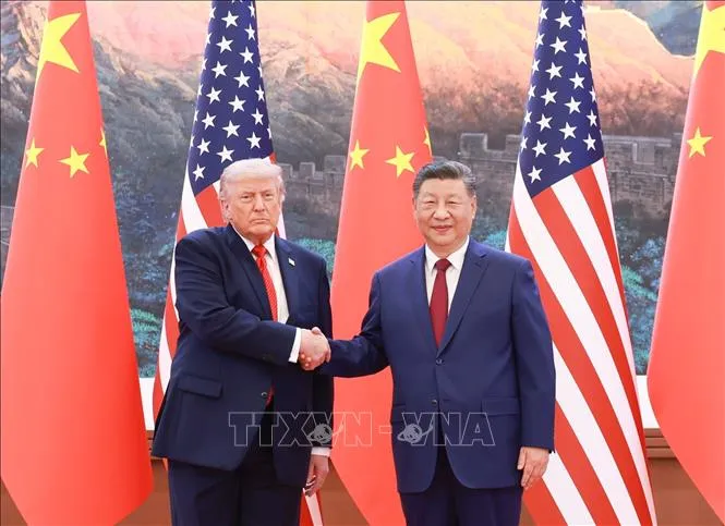 Chủ tịch Trung Quốc Tập Cận Bình và Tổng thống Mỹ Donald Trump tại cuộc hội đàm ở Bắc Kinh ngày 14-5-2026. Ảnh: TTXVN