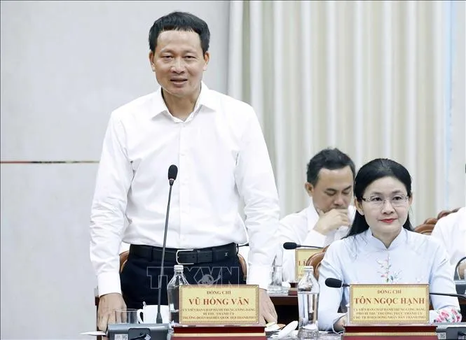 Đồng chí Vũ Hồng Văn, Ủy viên Trung ương Đảng, Bí thư Thành ủy Đồng Nai phát biểu. Ảnh: TTXVN