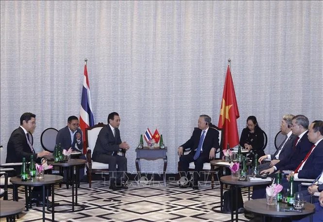Tổng Bí thư, Chủ tịch nước Tô Lâm tiếp ông Sarath Ratanavadi, Giám đốc, Phó Chủ tịch Hội đồng quản trị kiêm Tổng Giám đốc điều hành Tập đoàn Gulf Development. Ảnh: TTXVN