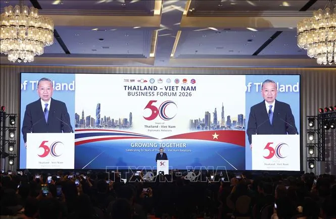 Tổng Bí thư, Chủ tịch nước Tô Lâm phát biểu tại Diễn đàn Doanh nghiệp Việt Nam - Thái Lan. Ảnh: TTXVN