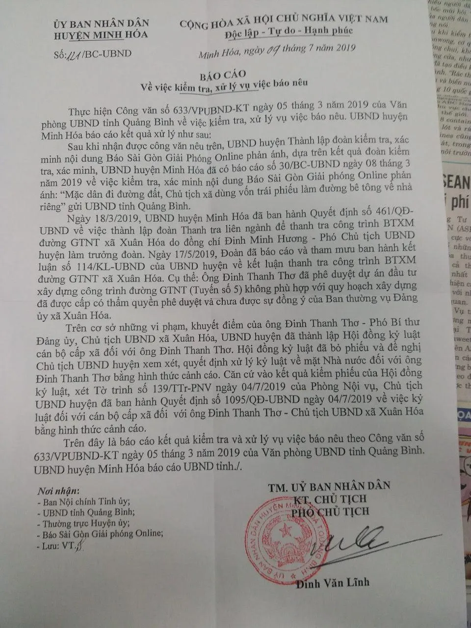 Cảnh cáo chủ tịch xã dùng vốn trái phiếu làm đường bê tông về nhà riêng ảnh 2