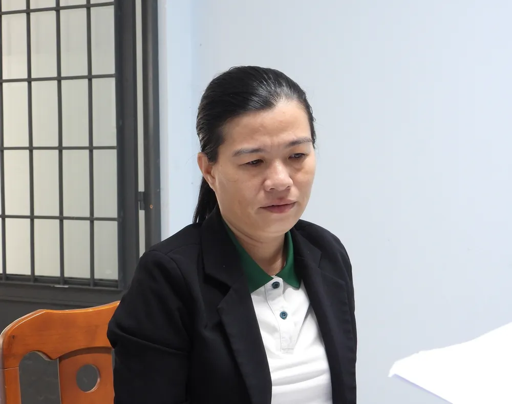 Nguyễn Thị Như Rin tại cơ quan điều tra. Ảnh: CACC