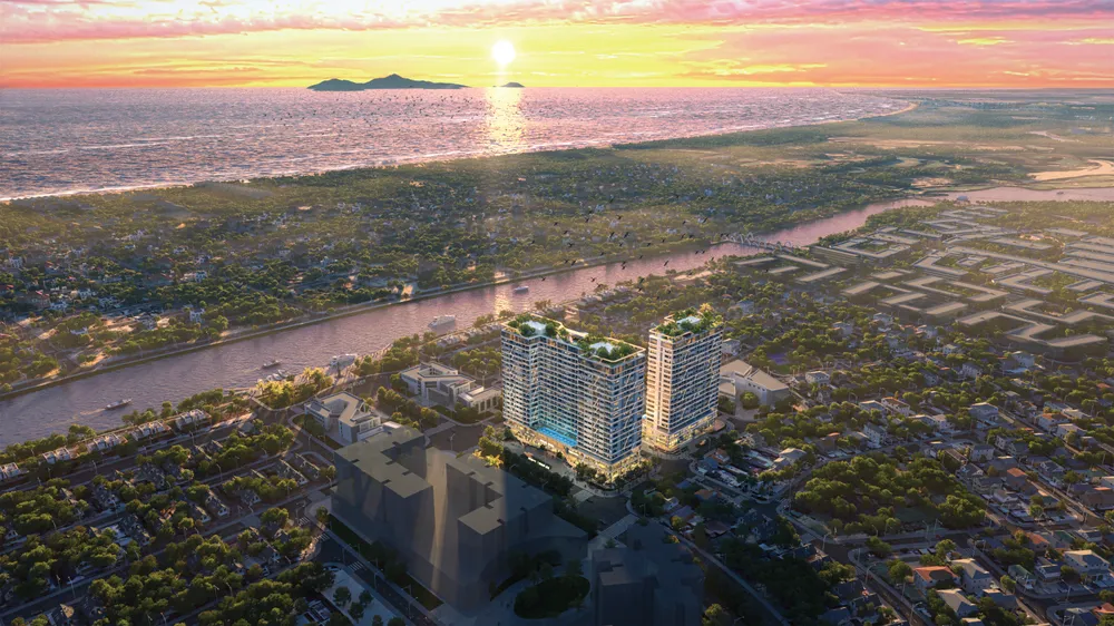 Dự án Regal Complex nằm ngay bên dòng sông Cổ Cò, trực diện là biển, bao quanh là khu resort, khách sạn 5 sao, bệnh viện, trường học quốc tế