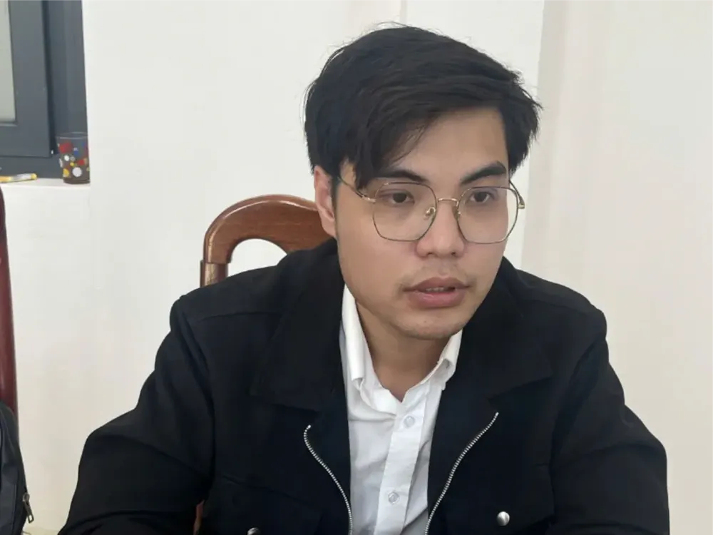 Đối tượng Hồng Thiên An tại Cơ quan điều tra. Ảnh: CACC