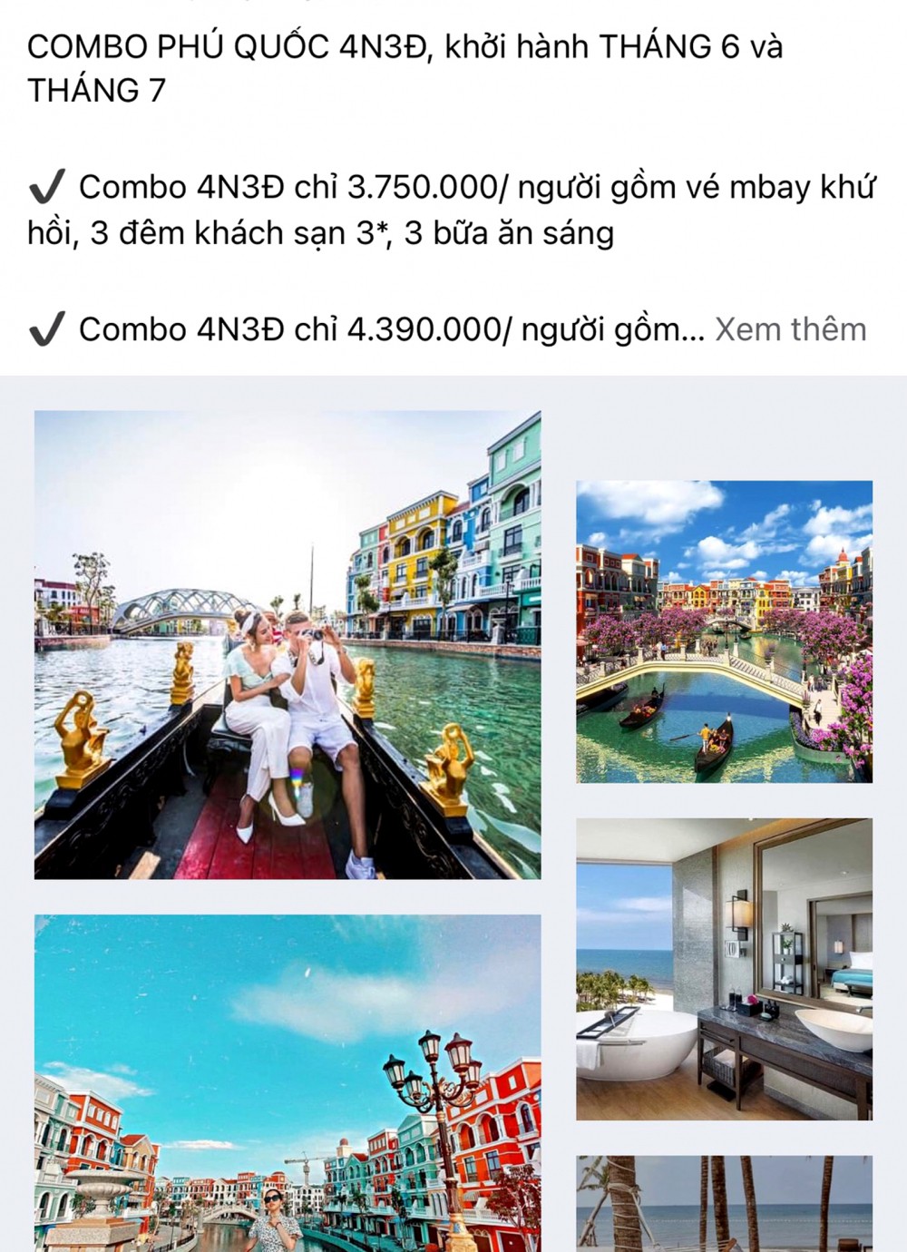 以銷售極低價旅遊套餐形式的欺詐活動 呈上升趨勢（社交網截圖。）