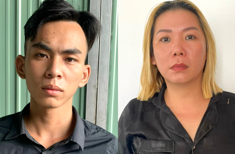 嫌犯阮黃鋒與黎氏碧鳳。