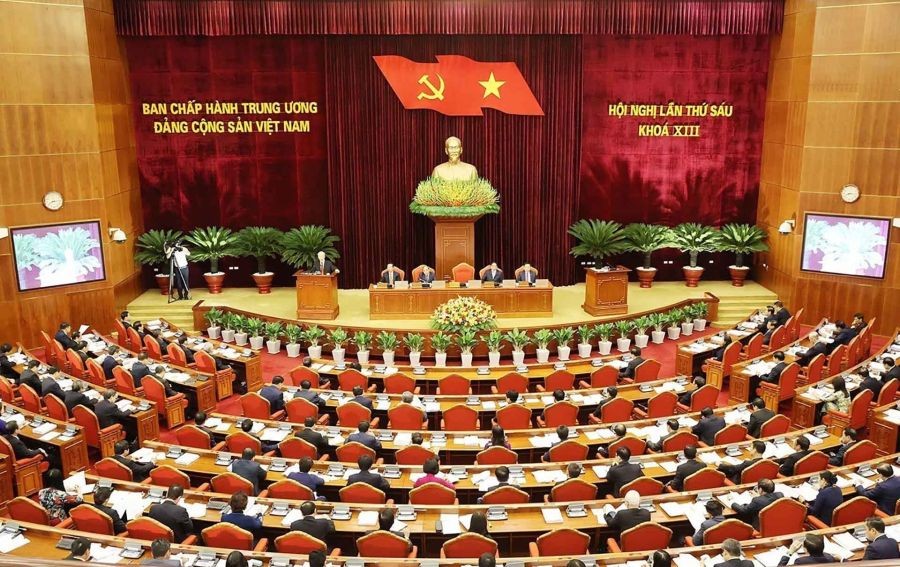 黨中央執委會在會場工作全景。（圖：越通社）