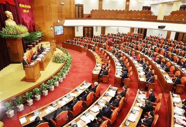 黨十三屆六中全會會議場景。（圖：越通社）