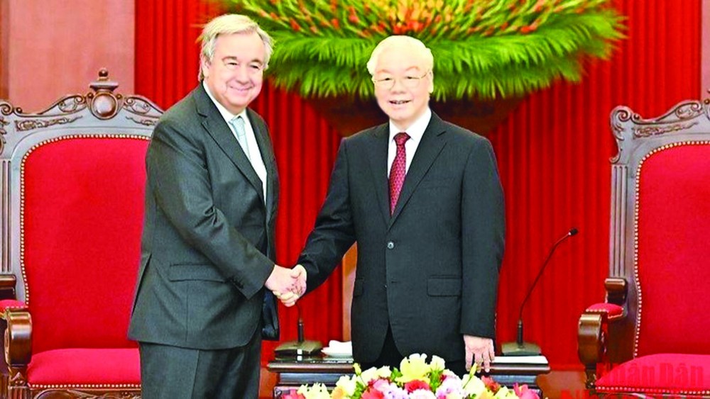 阮富仲總書記接見聯合國秘書長 安東尼奧‧古特雷斯。