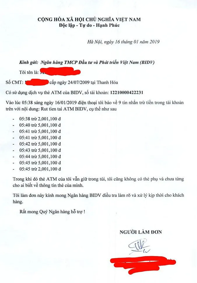 Khách hàng BIDV bỗng dưng bị mất tiền trong tài khoản ảnh 1