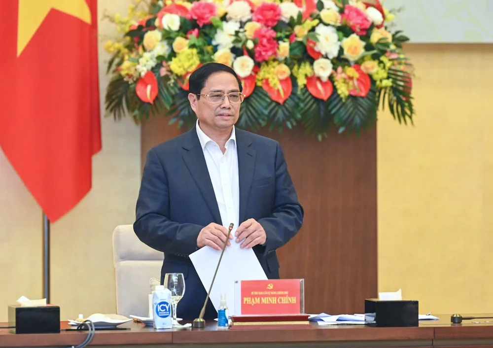 Thủ tướng Phạm Minh Chính phát biểu tại hội nghị. Ảnh VIẾT CHUNG