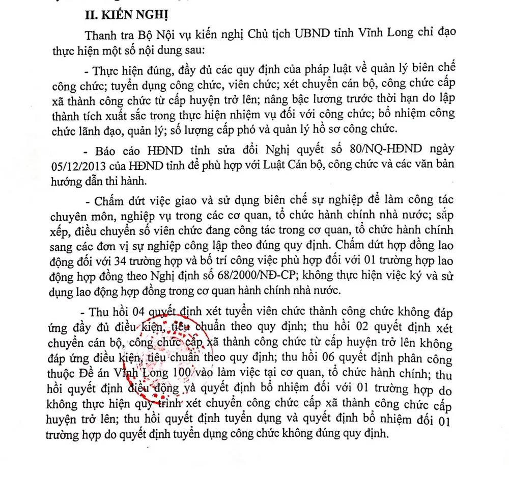 Nhiều sai sót trong tuyển dụng cán bộ, công chức ở Vĩnh Long ảnh 1