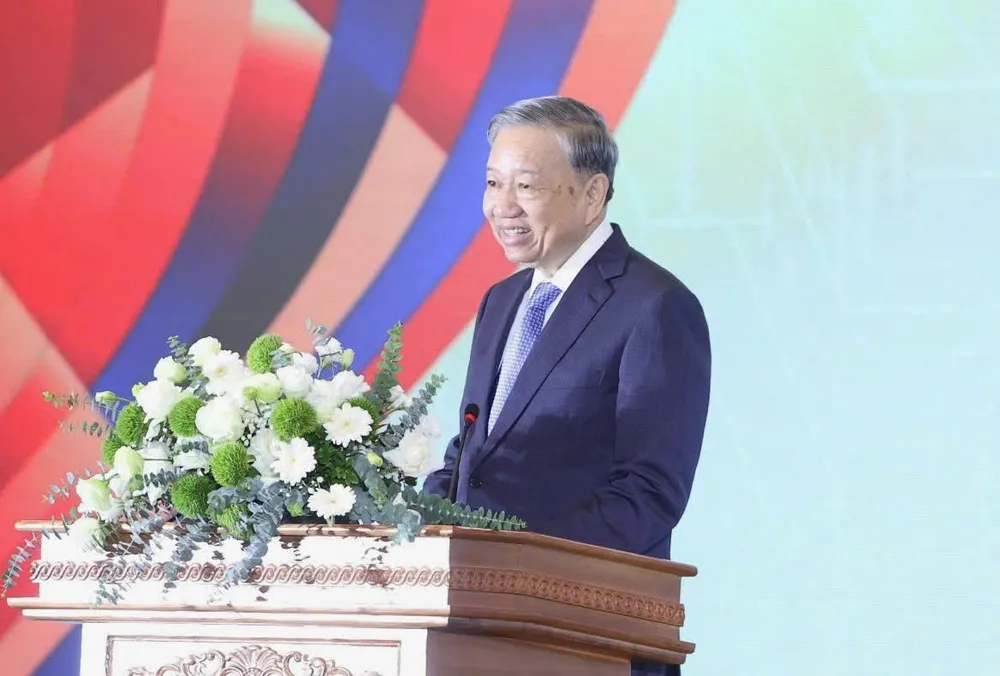 Tổng Bí thư Tô Lâm phát biểu tại buổi lễ, sáng 1-10. Ảnh: VIẾT CHUNG