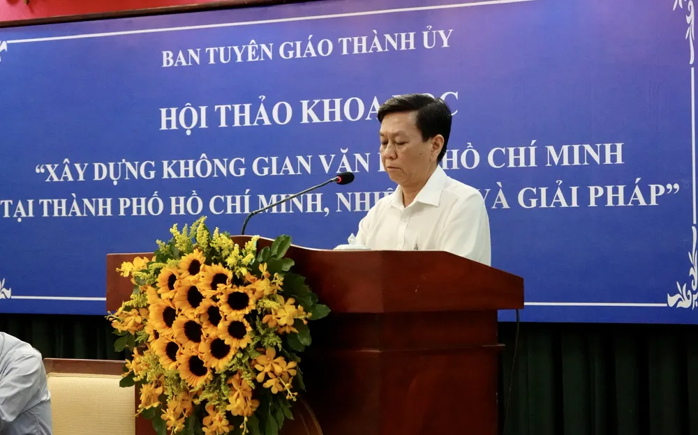 Đồng chí Nguyễn Thọ Truyền, Phó Trưởng Ban Tuyên giáo Thành ủy TPHCM, phát biểu đề dẫn hội thảo. Ảnh: DŨNG PHƯƠNG Đồng chí Nguyễn Thọ Truyền, Phó Trưởng Ban Tuyên giáo Thành ủy TPHCM, phát biểu đề dẫn hội thảo. Ảnh: DŨNG PHƯƠNG