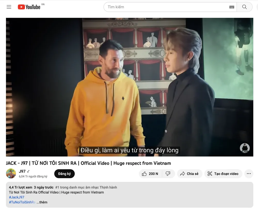 Hình ảnh Lionel Messi xuất hiện trong MV của Jack