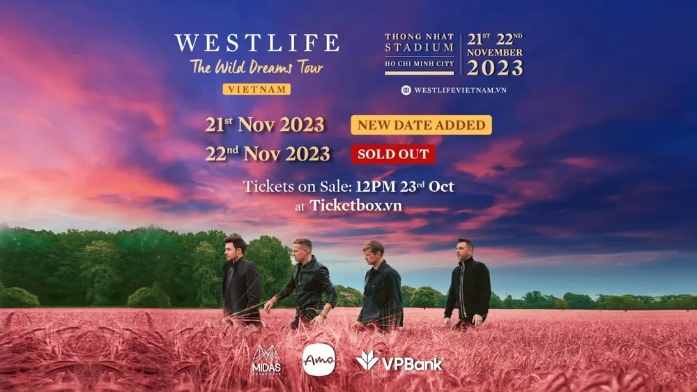 Westlife đăng tải thông tin tăng thêm 1 đêm diễn tại Việt Nam trên Fanpage ban nhạc