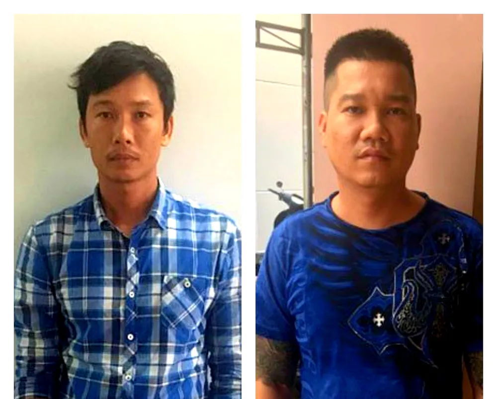 Đối tượng Bắc (bên phải) và Nam, tại cơ quan điều tra