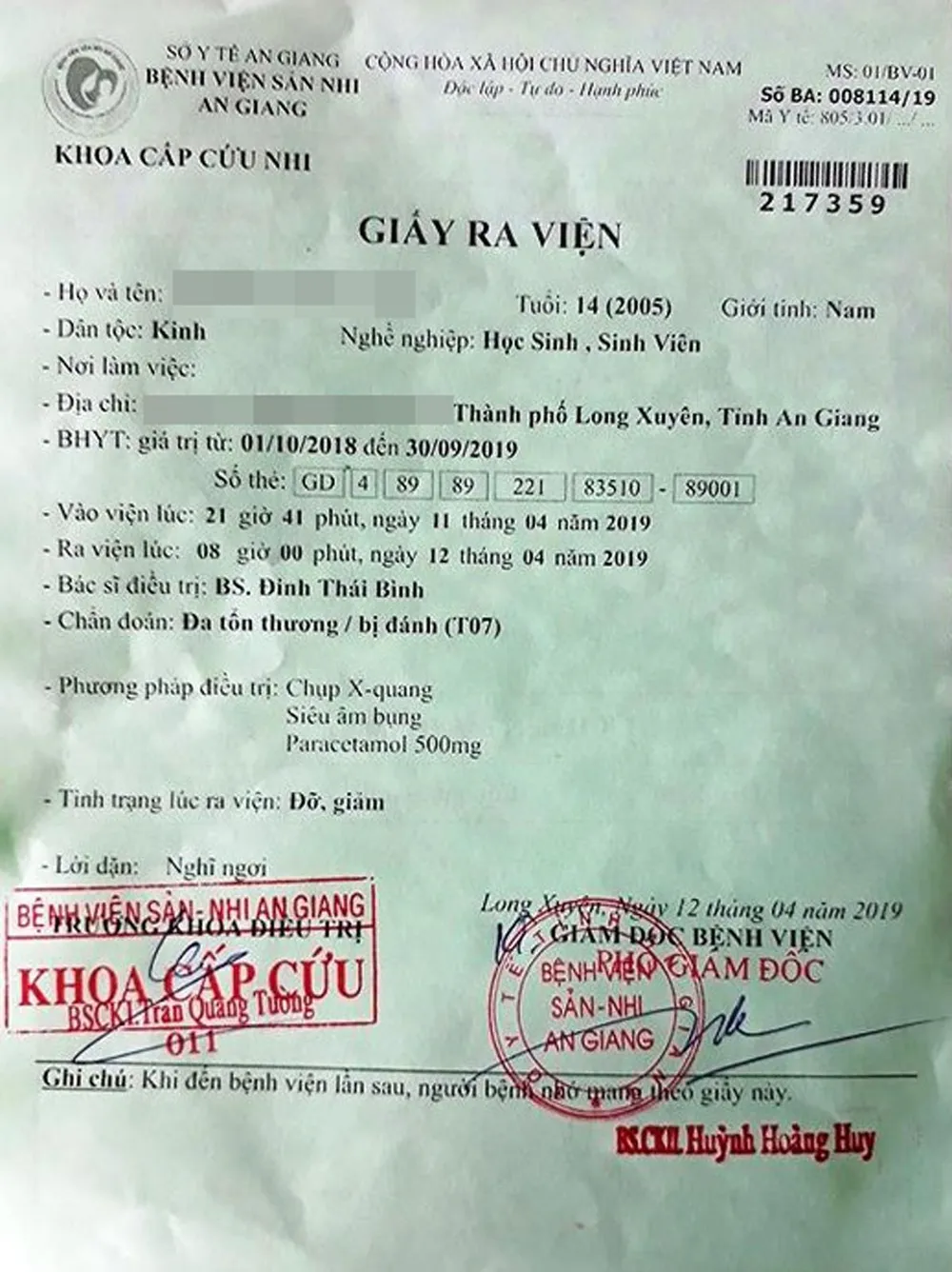 An Giang: Học sinh lớp 8 bị đánh hội đồng phải nhập viện ảnh 1