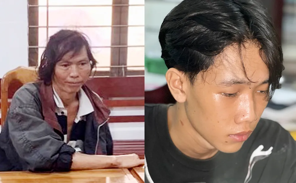 Hai cha con Thành và Đạt tại cơ quan công an. Ảnh: CTV