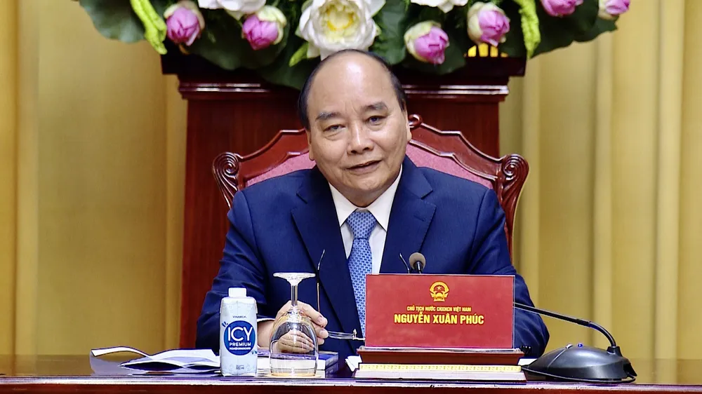 Chủ tịch nước Nguyễn Xuân Phúc tiếp Ban Thanh niên Đảng Dân chủ Tự do Nhật Bản ảnh 1