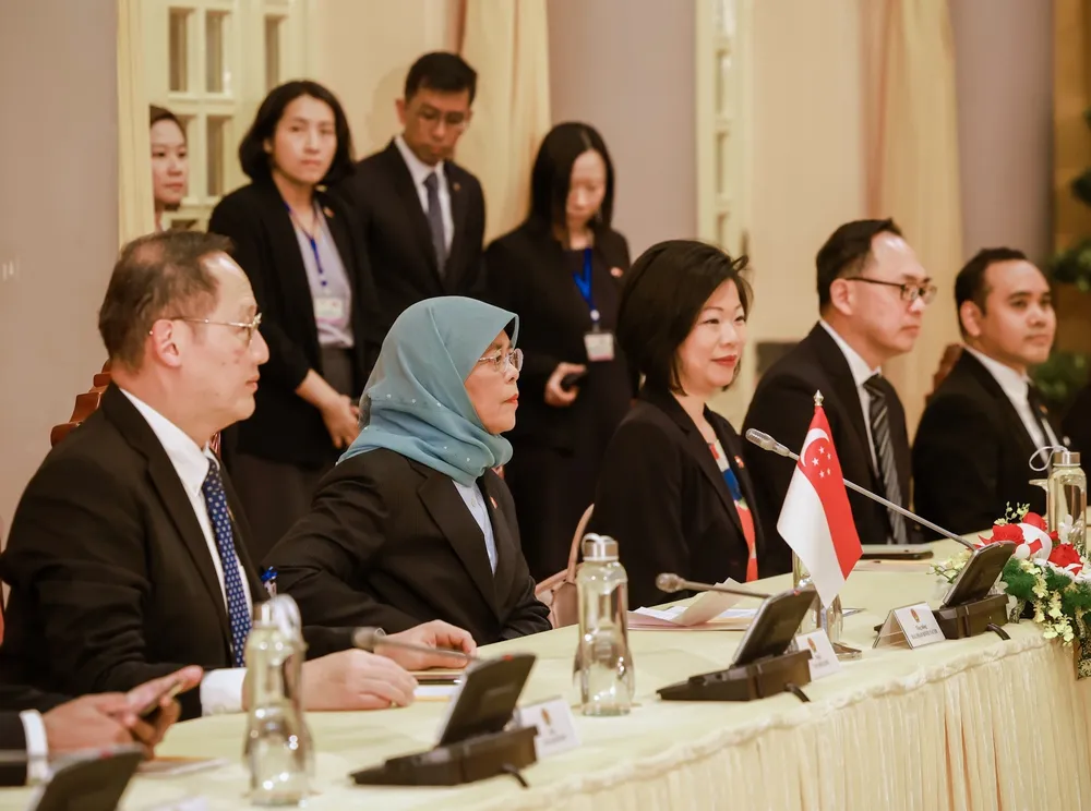 Chủ tịch nước Nguyễn Xuân Phúc chủ trì lễ đón Tổng thống Singapore Halimah Yacob ảnh 9