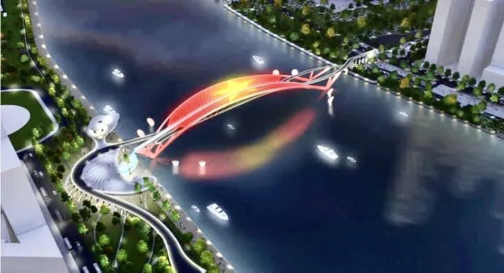 Phối cảnh cầu đi bộ qua sông Sài Gòn