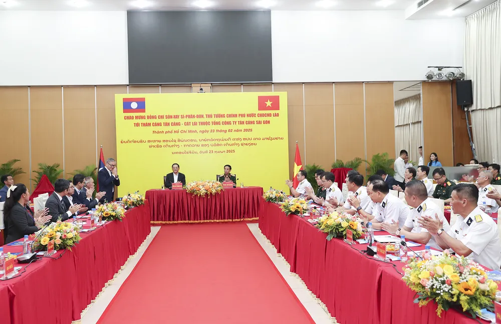 Quang cảnh buổi làm việc tại Hội trường Cảng Tân cảng - Cát Lái. Ảnh: QUỐC HÙNG