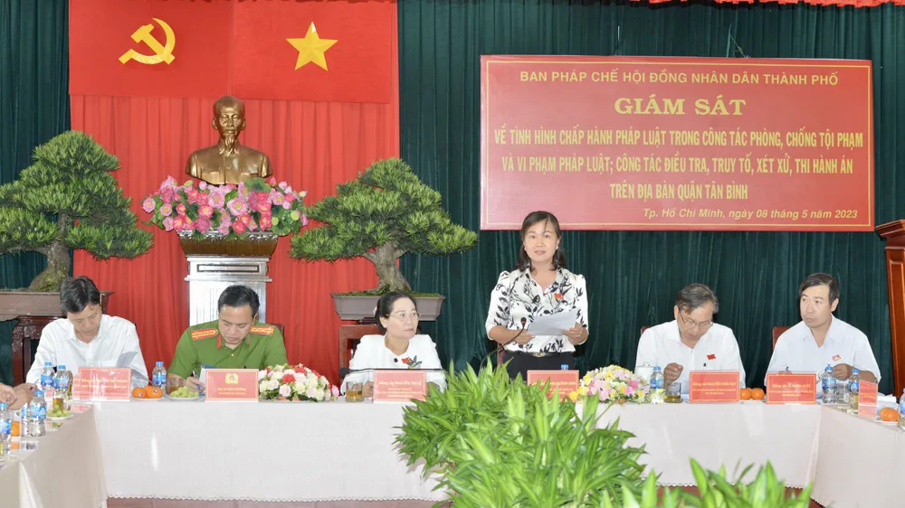 Các đại biểu dự buổi giám sát. Ảnh: CAO THĂNG