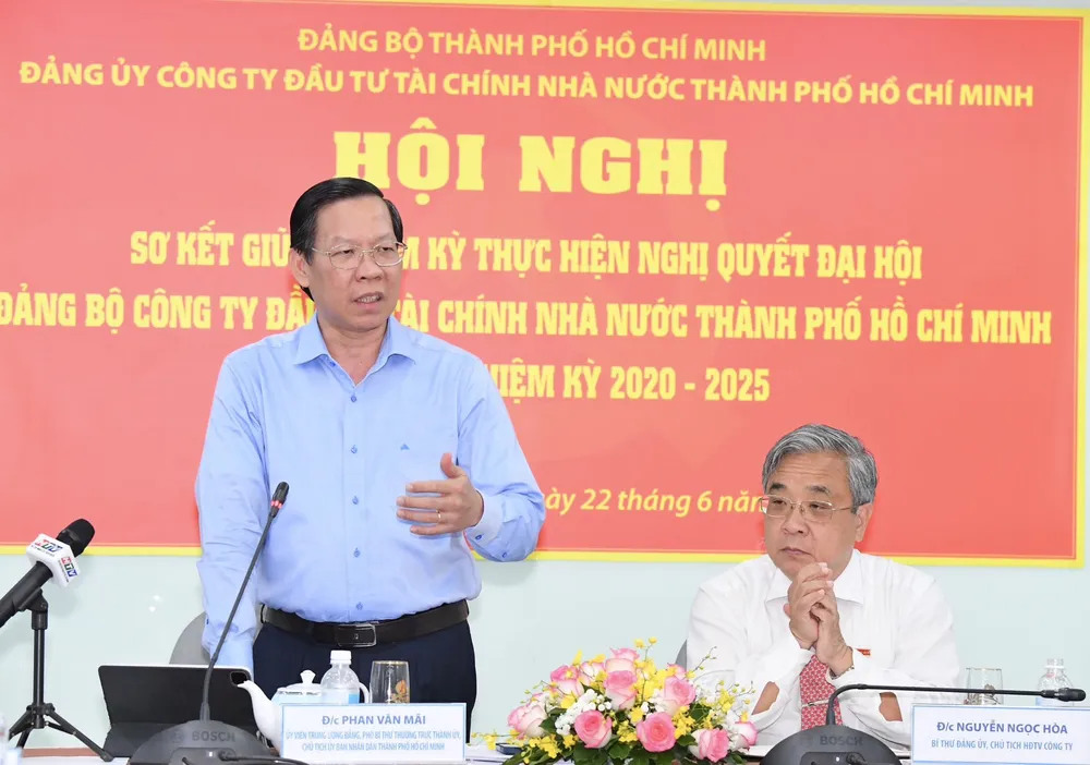 Đồng chí Phan Văn Mãi phát biểu tại hội nghị. Ảnh: VIỆT DŨNG.