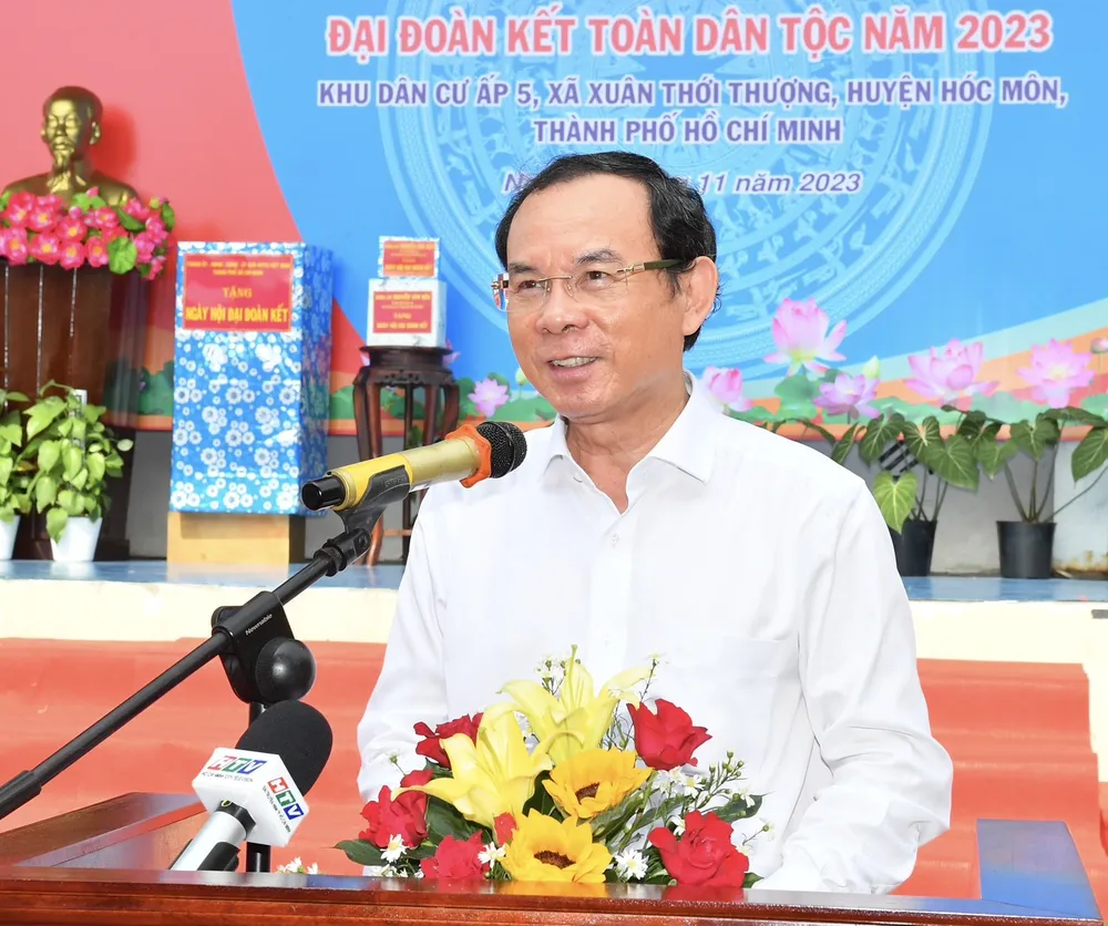 Đồng chí Nguyễn Văn Nên phát biểu tại ngày hội. Ảnh: VIỆT DŨNG