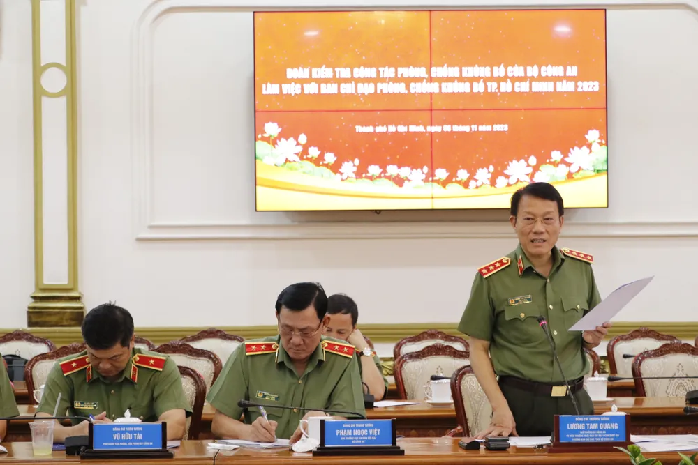 Thượng tướng Lương Tam Quang phát biểu