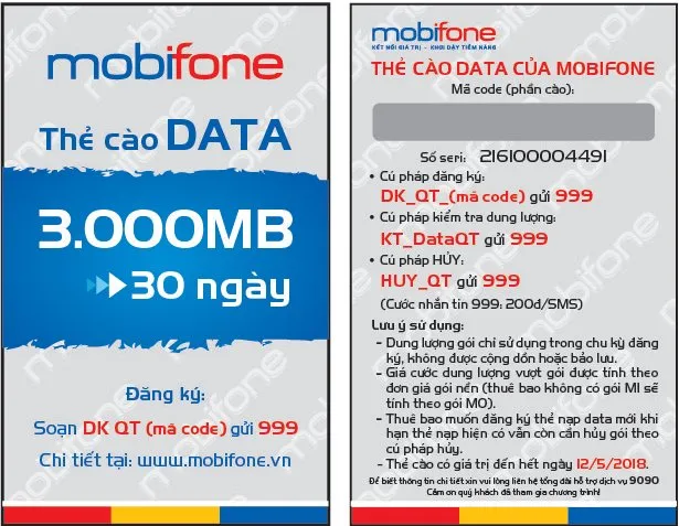 Mua dung lượng MobiFone với thẻ nạp Datacode ảnh 1