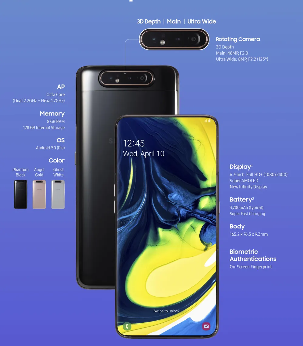 Samsung Galaxy A80 với camera trượt xoay 180 độ  ảnh 1