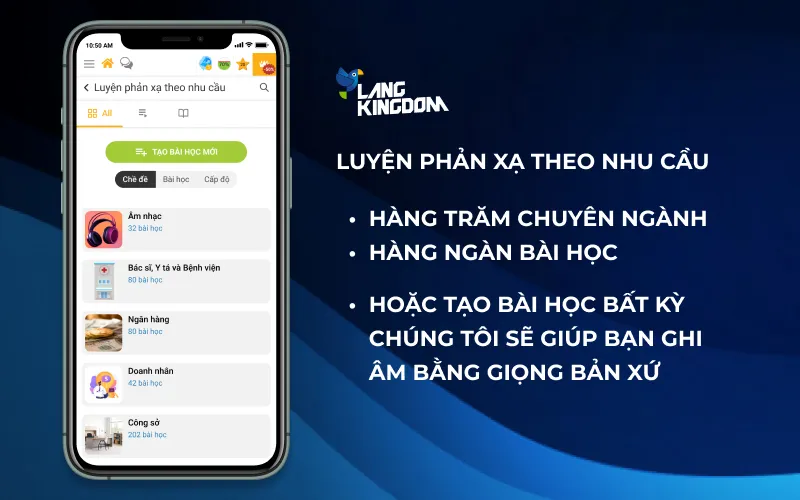 Dễ dàng luyện phản xạ tiếng Anh theo nhu cầu từ ứng dụng Lang Kingdom  ​ ảnh 2
