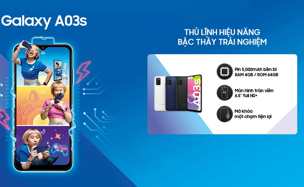 Galaxy A03s nằm ở phân khúc dưới 4 triệu đồng 